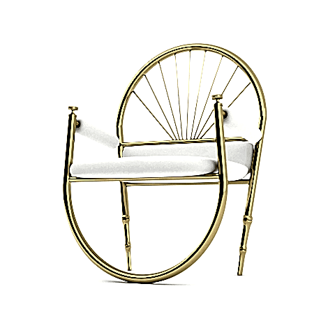 Reversed gold metal sandalye