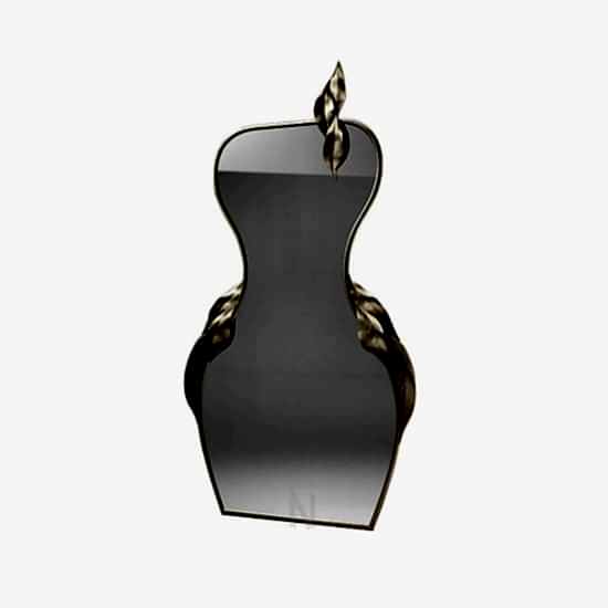 altın çerçeveli modern duvar aynası, Miss Mirror Leaf ayna tasarımı