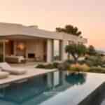 Modern lüks villa tasarımı, sonsuzluk havuzu ve deniz manzaralı teras alanı